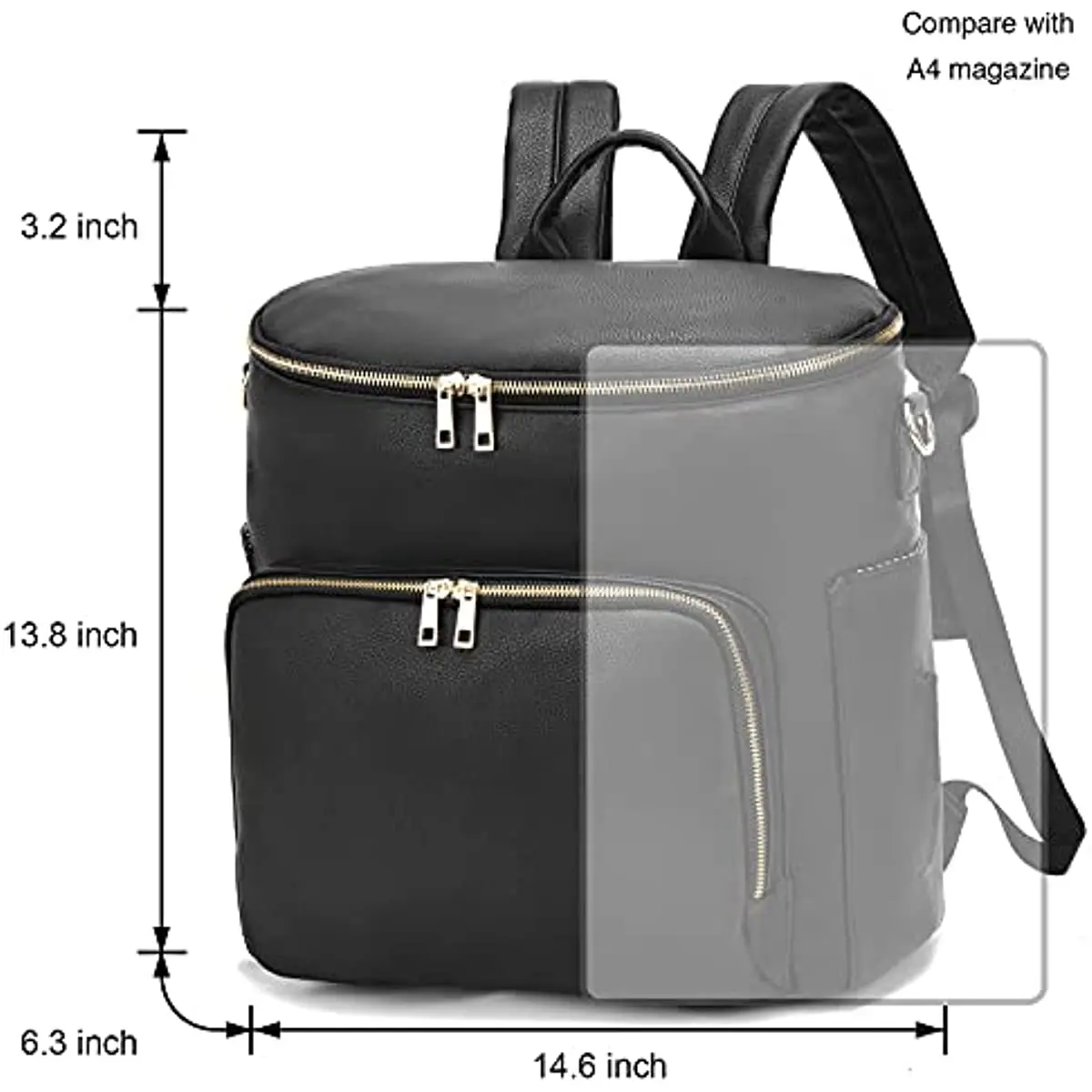 Bolsa de pañales para mujer, para viaje Mochila de cuero, bolsa de bebé grande con correas de Troller, capacidad para ropa húmeda