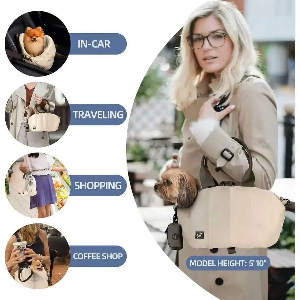 FurStarSmall Dog Carrier Purse, Portable Pet Carrier Tote Carrier With Pockets, Adjustable Safety Leash, Waterproof Dog Travel B