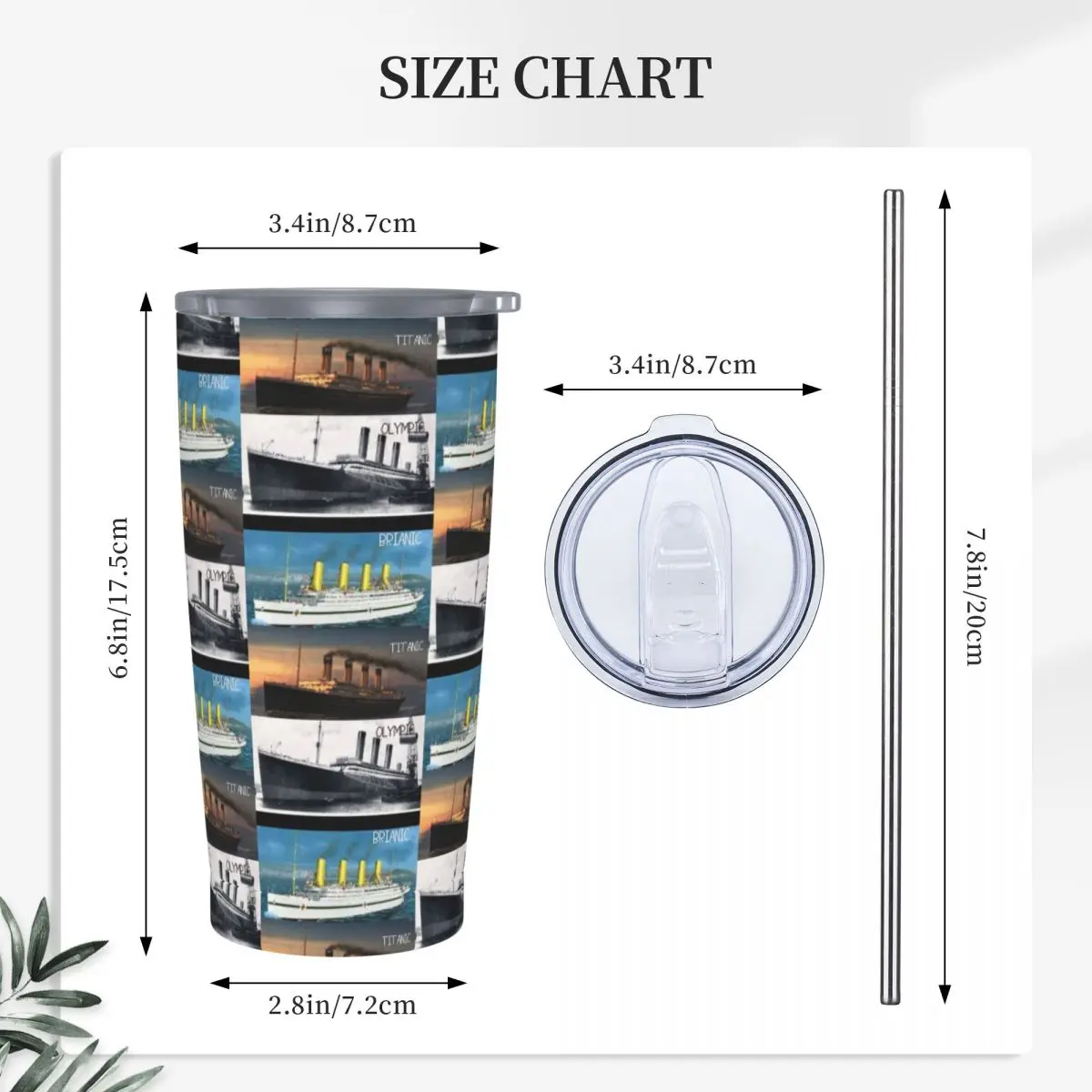 Titanic Britanic Sister Ship Iceberg White Star Liners Stainless Steel Tumbler Vacuum Insulated Mug Thermal Cold Cup With Lid