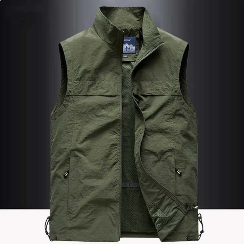 Retro all fashion vest men leisure outdoor loose fishing clip autumn and winter new wear solid color waistcoat