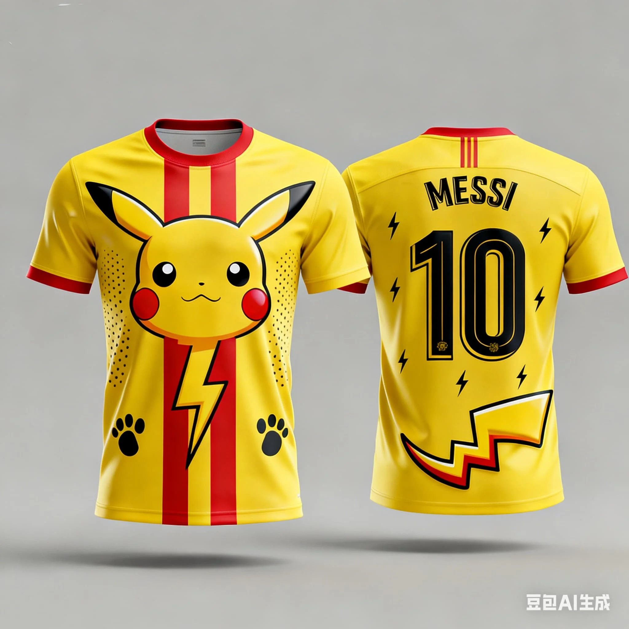 New Pikachu Messi No. 10 Football Jersey Kids Pikachu Football Kit