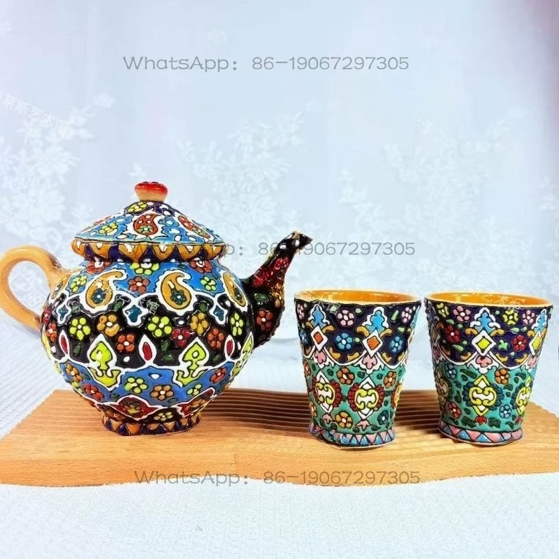 

Набор для чаепития с ручной росписью, подарочная коробка, комплект из трех предметов: чайник, чашка, блюдце, легкий люксовый чайный набор