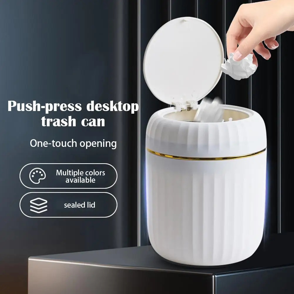 Mini Desktop Trash Can Durable Plastic Waste Bin with Lid Garbage Organizer for Bedroom Office Desk Home Supplies