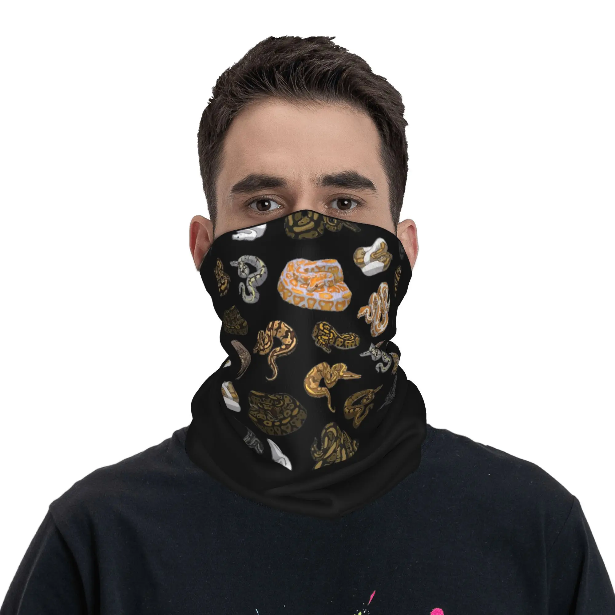 Ball Python Morph Snake Pattern Bandana Neck Cover Printed Magic Scarf Warm Balaclava Riding Unisex Adult Windproof