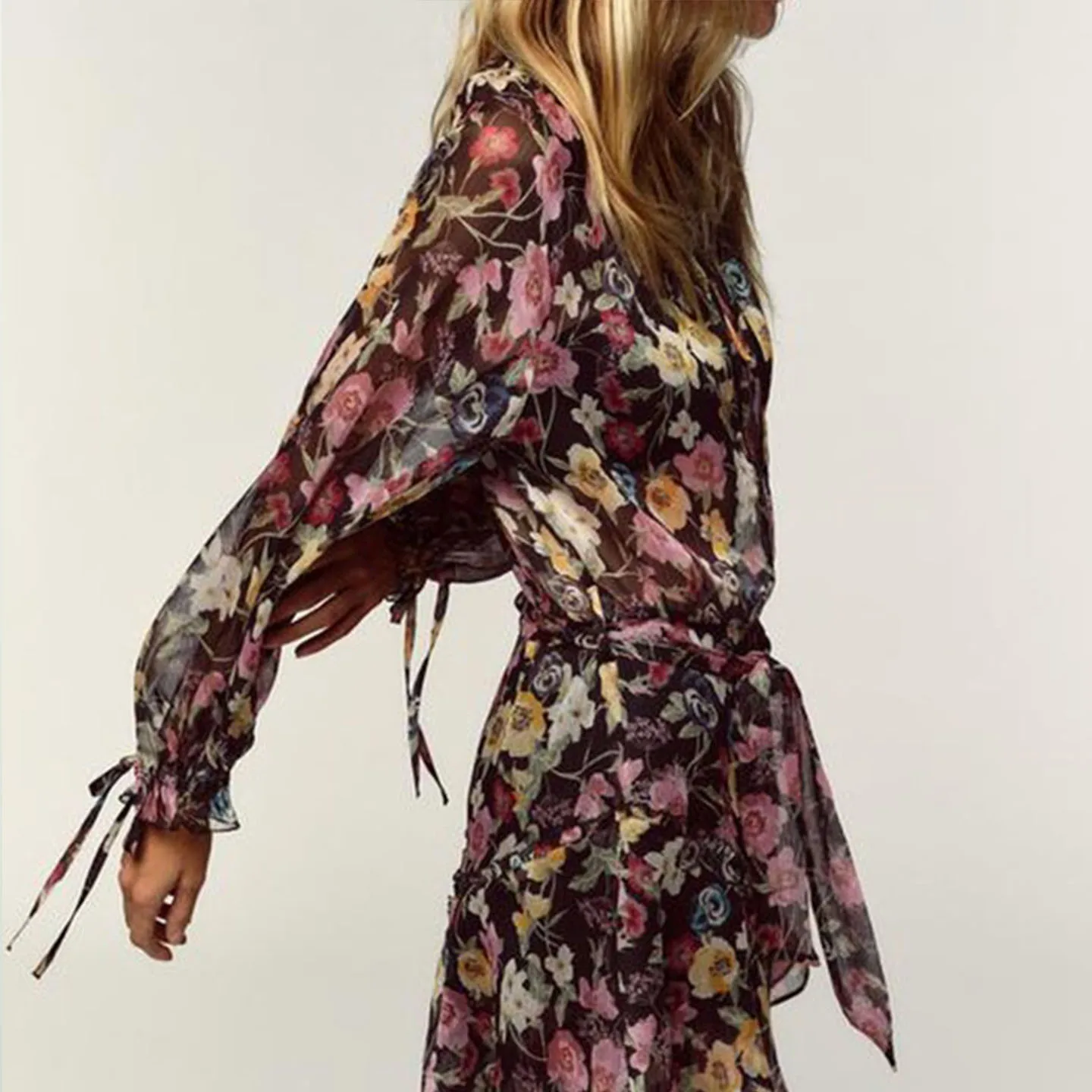 Z 2025 New Faion Dr طباعة الأزهار Ele Ladylike Commute Sle Long Sve Slim Fit Everyday Dr