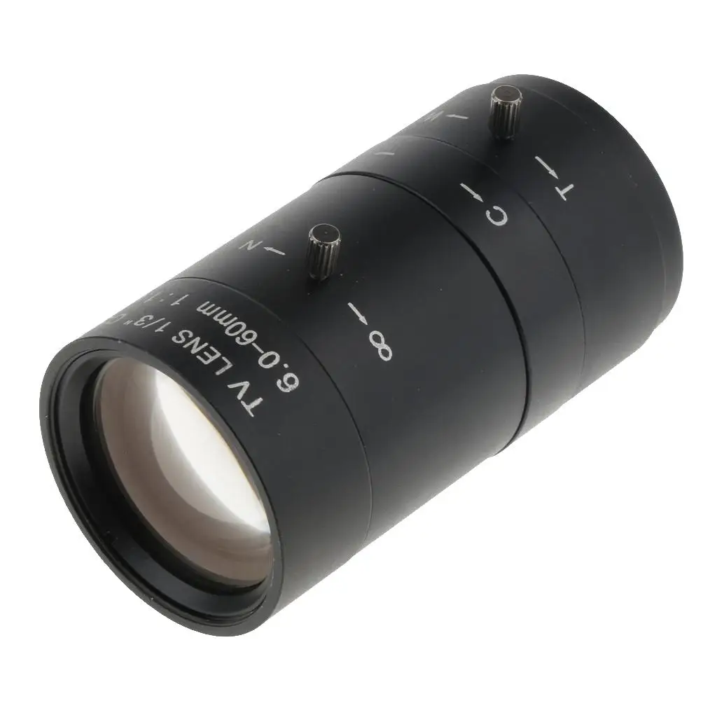 6-60mm CS Mount Varifocal Lens Manual Iris Zoom for Camera Lens Adapter Wide Angle Surveillance and Lens Support
