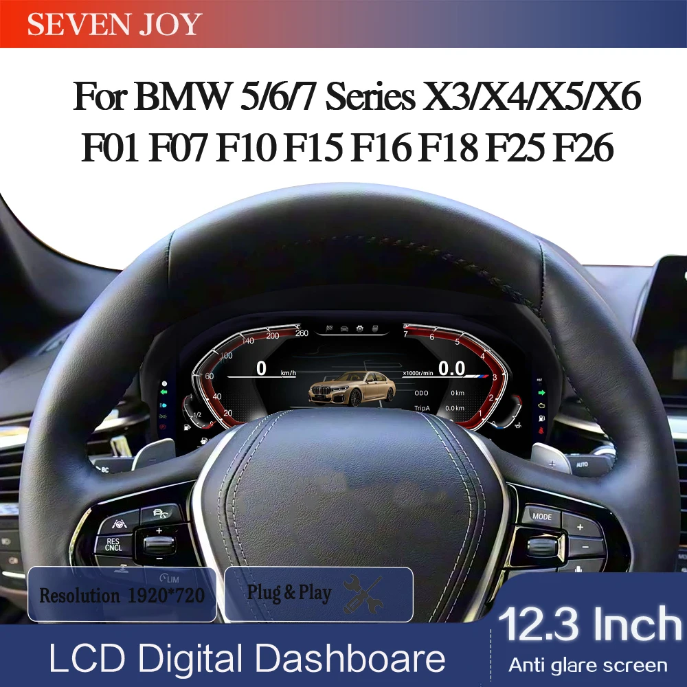 For BMW 5/6/7 Series X3/X4/X5/X6 F01 F07 F10 F15 F16 F18 F25 F26 Digital Dashboard Speedometer  LCD Cluster Instrument Panel
