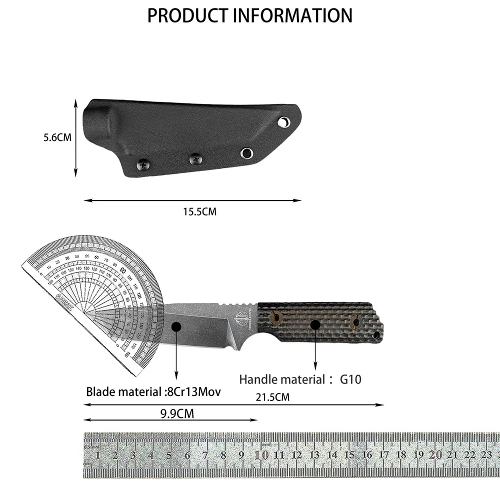 DB Кемпинг Рыбалка Нож с фиксированным лезвием Высокая твердость 8Cr13Mov Лезвие G10 Ручка EDC Открытый Охота Инструменты для выживания с ножнами