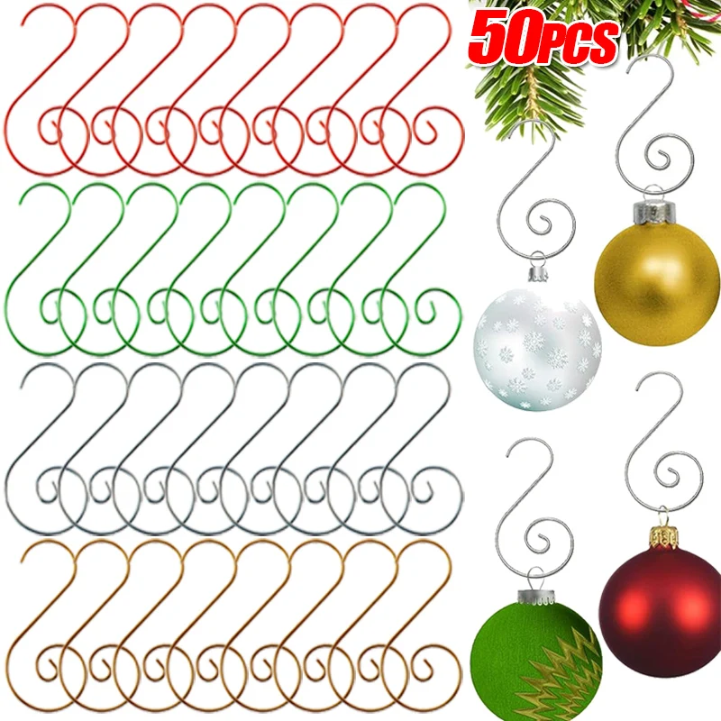 Christmas Ornament Metal Hook Xmas Tree Balls Pendant Hanging S-Shaped Hooks Christmas New Year Party Home Decorations Supplies