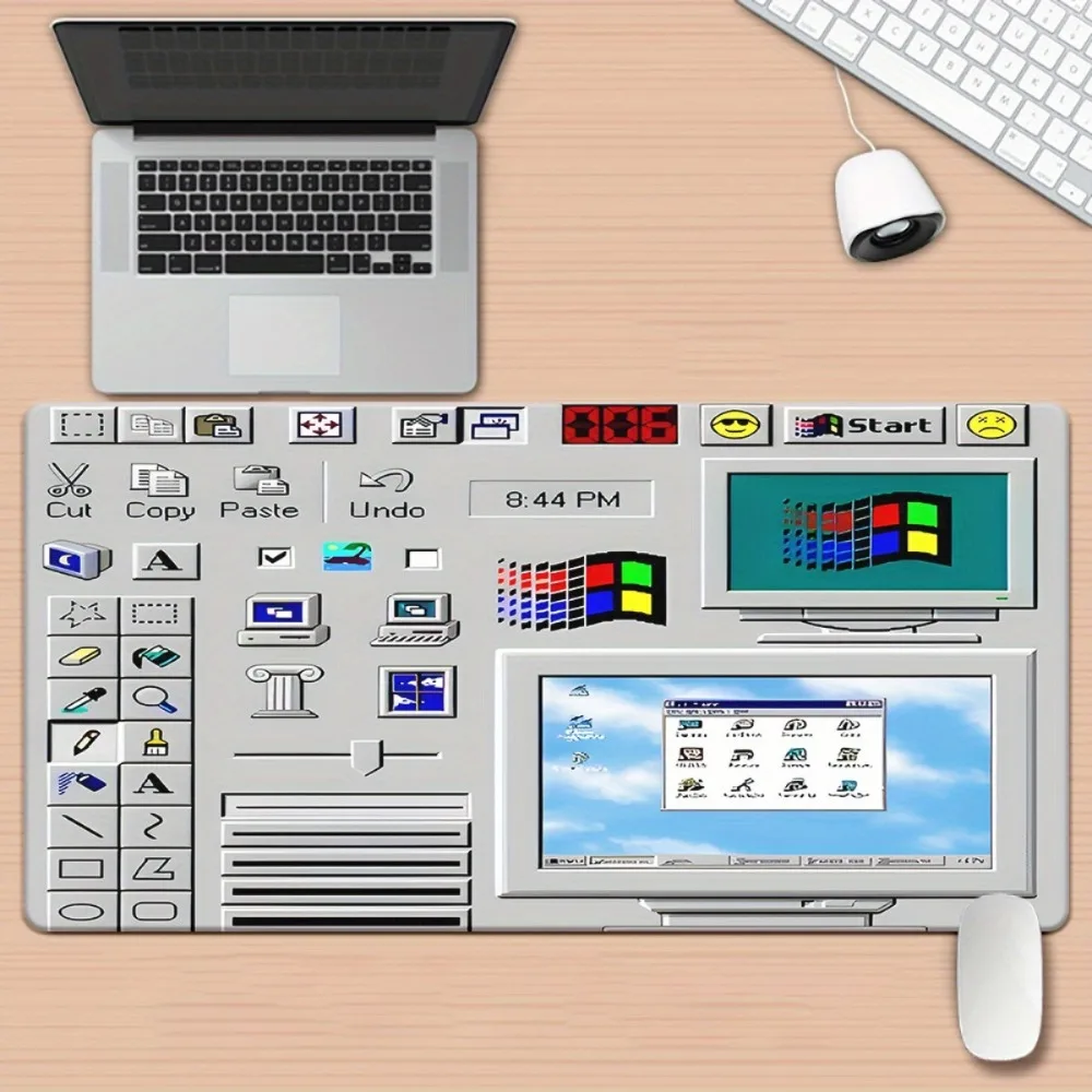 

Ретро-коврик для мыши с дизайном интерфейса Windows 98, большой игровой коврик XXL, удлиненный настольный коврик, винтажный декор для компьютера, для офиса и дома