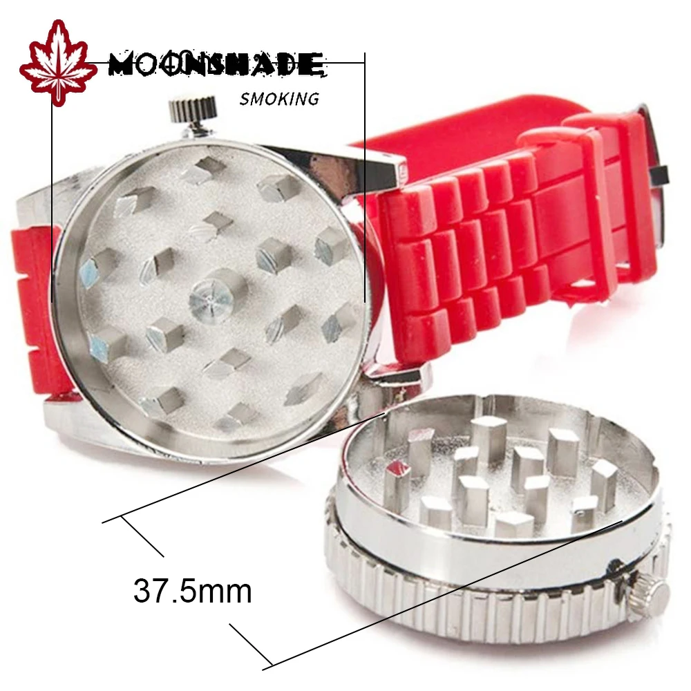 MOONSHADE Portable Watch Shape Tobacco Grinder Diameter 42mm Spice Crusher Grinding Miller for Smoking Accessories Cool Gadgets