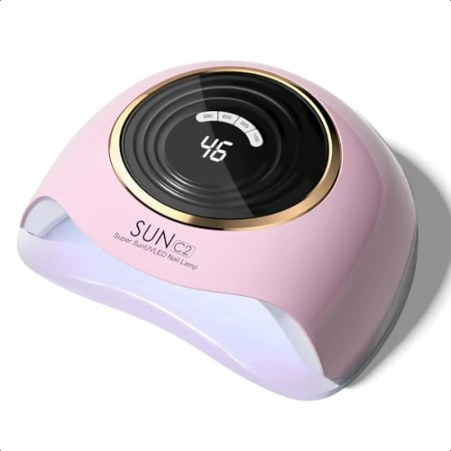 

288 Вт Профессиональная УФ-светодиодная лампа для ногтей с 63 бусинами Быстрая сушилка для геля для домашнего салона Умный датчик ЖК-дисплей 4 таймера Розовый Sa