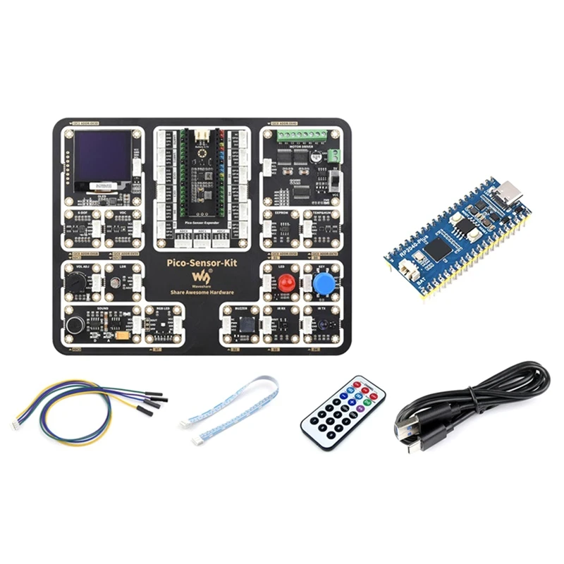 Waveshare For Raspberry Pi RP2040-Plus Expansion Board+Sensor Modules Kit For Raspberry Pi Pico Series Motherboards