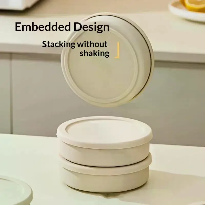 Ronde Rundvlees Patty Siliconen Lunchbox Magnetron Verwarmde Siliconen Vershouddoos, Snack Salade Bento Box