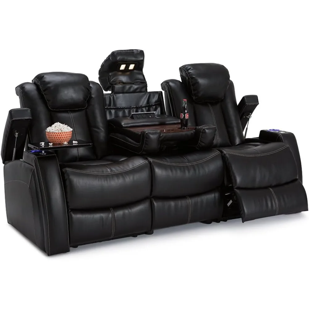 Home Theater Seating , Living Room - Leather Gel - Power Recline - Power Headrests, AC and USB Charging