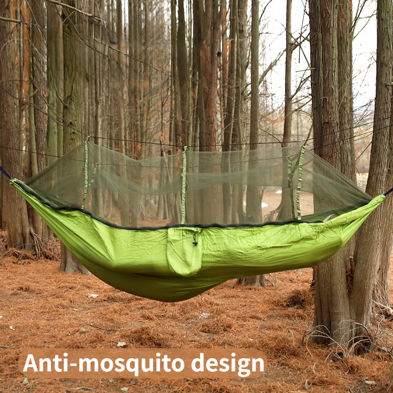 Hamaca colgante de viaje portátil para exteriores, silla individual y doble con mosquitera, muebles de exterior para acampar