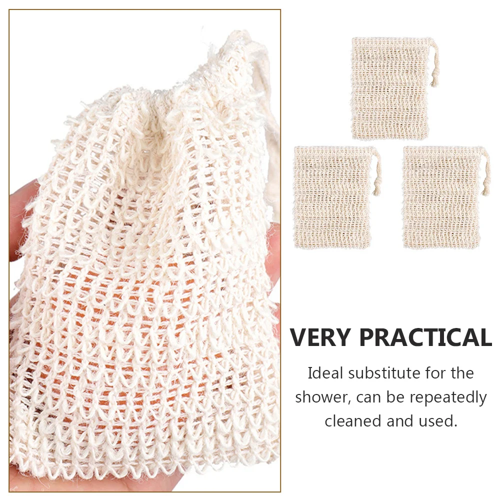 

3Pcs Exfoliating Soap Pocket Soap Saver Light Yellow Drawstring Bathing Maker Shower Storage Skin Care