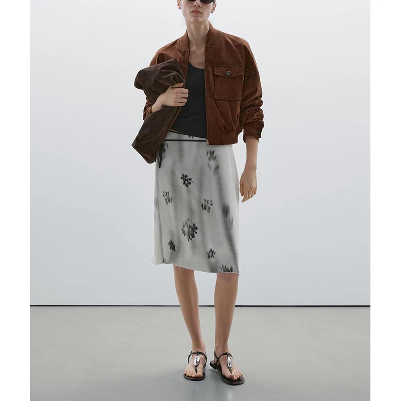 Ele Ombre Print Sa Cintura Na Altura Do Joelho Saia Midi Novo Chinês Sle Verão Feminino Faion Saia A-Line Stand Fit Poly...