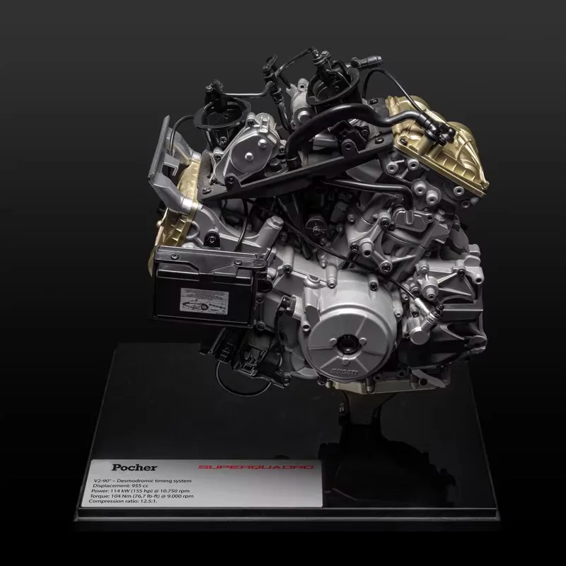 Modelo de coche POCHER 1:4 Panigale V2 Superquadro con ensamblaje de motor