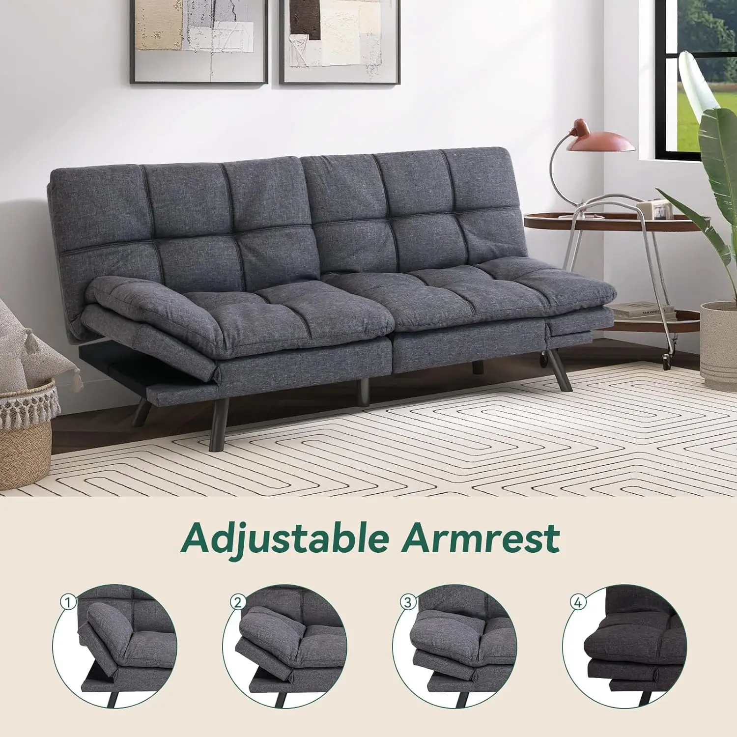 Hcore-conversível memória espuma Futon sofá-cama, Sleeper Couch