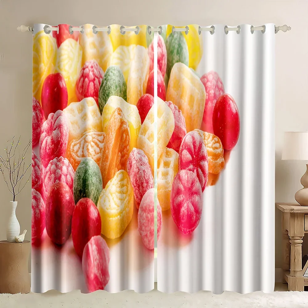 Candy Window Curtain,Chocolate Candy Sweets Gourmet Delicious Dessert Close-up Photo,Living Room Bedroom Window Blackout Curtain