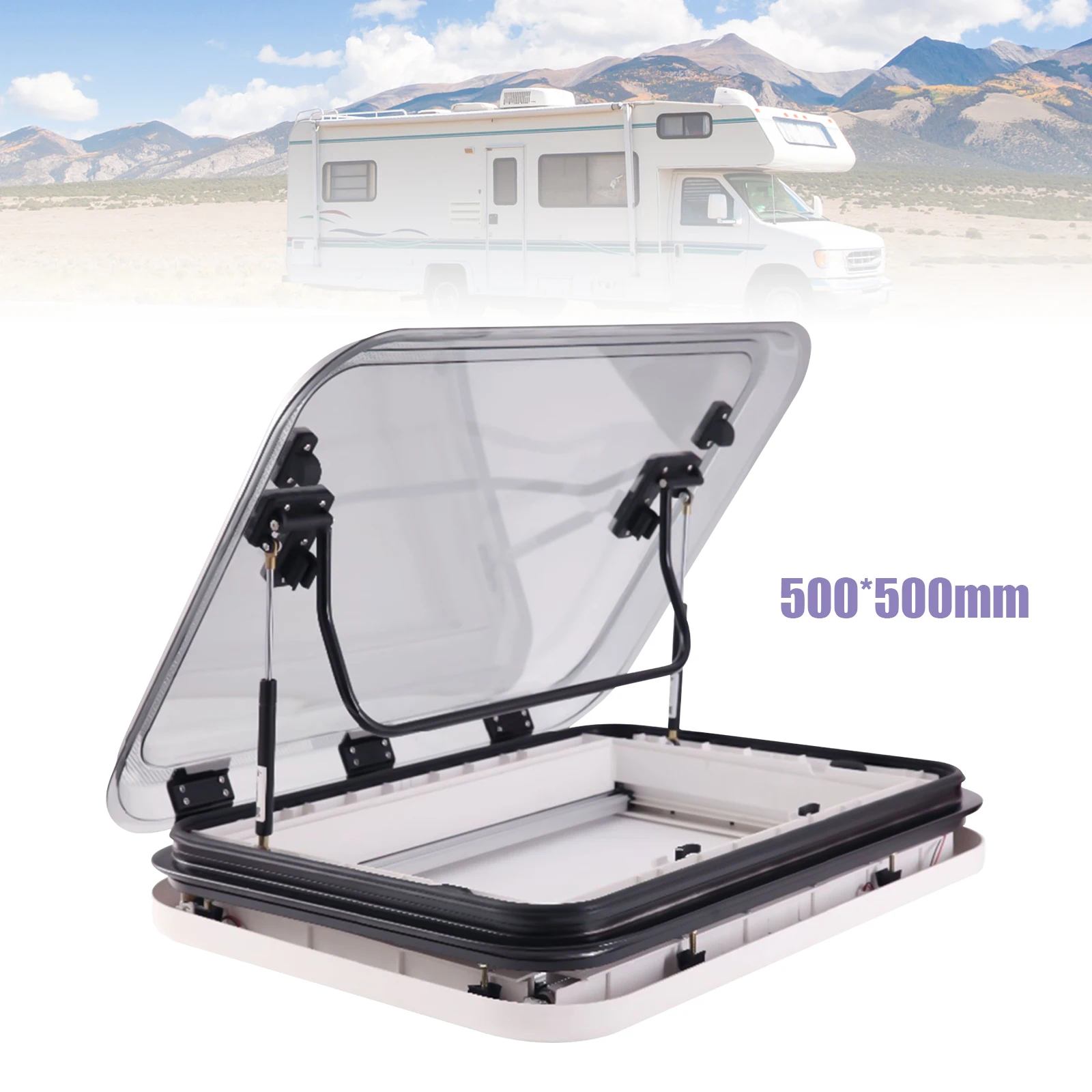 

Large Caravan RV Skylight Roof Vent Hatch 3-Size with LED Light 500/700/800 x 500mm Cut Out for Camper Motorhome