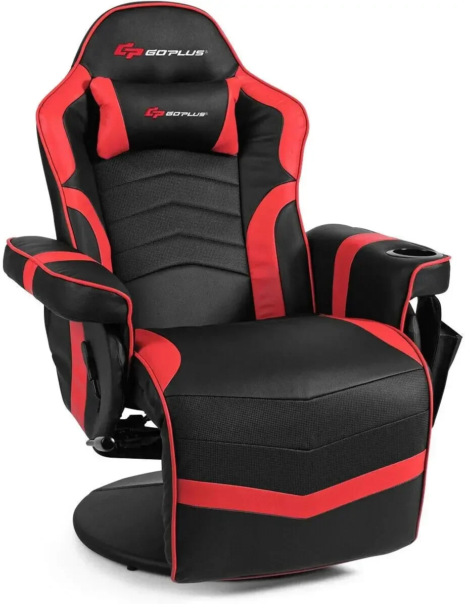 Massage Gaming Chair, Racing Style Gaming Recliner w/Adjustable Backrest and Footrest, Ergonomic High Back PU Leather