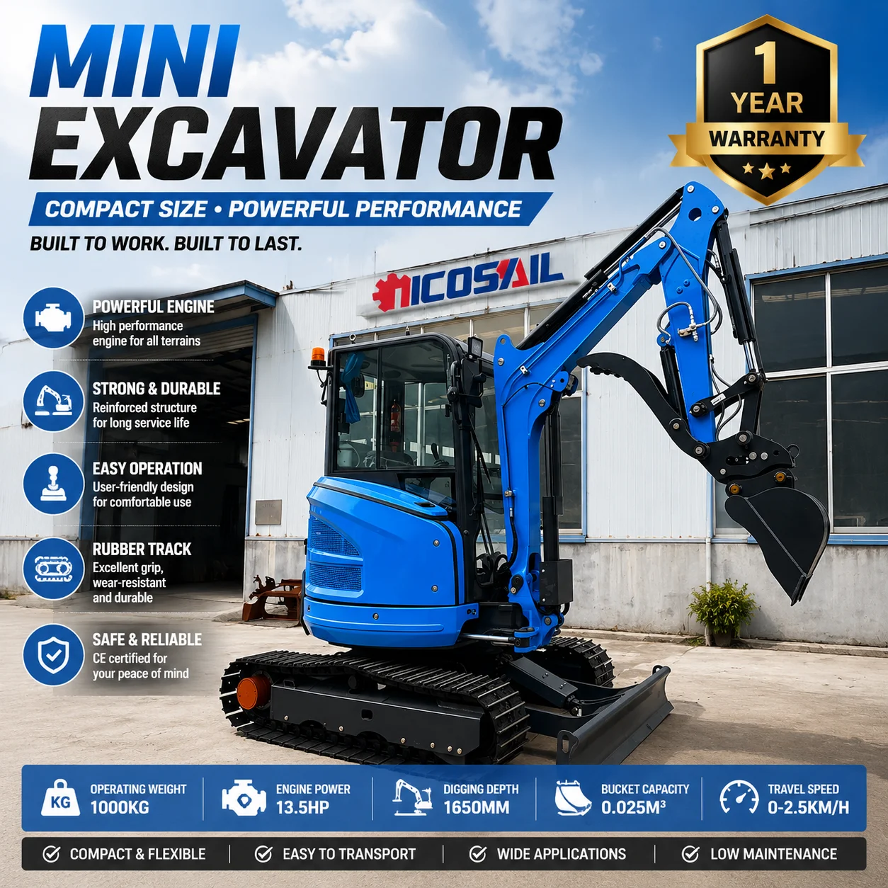 26PLUS 2.8 Ton Mini Excavator Compact Hydraulic Crawler Excavator Yanmar Engine for Farm Construction