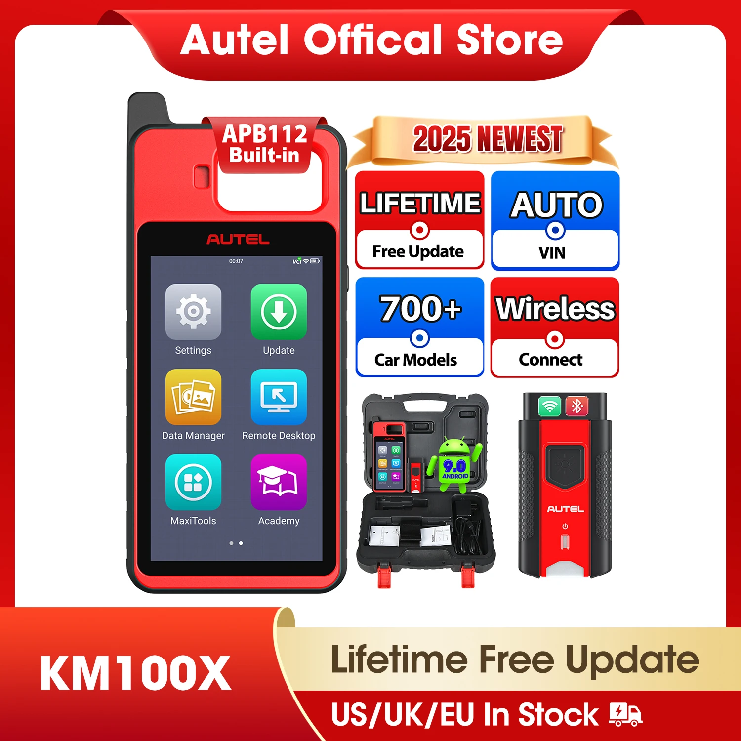 

Autel MaxiIM KM100 Universal Key Generator Kit IMMO Learning Chip Read/Write Cloning Frequency Detection IMMO Key Program Tool