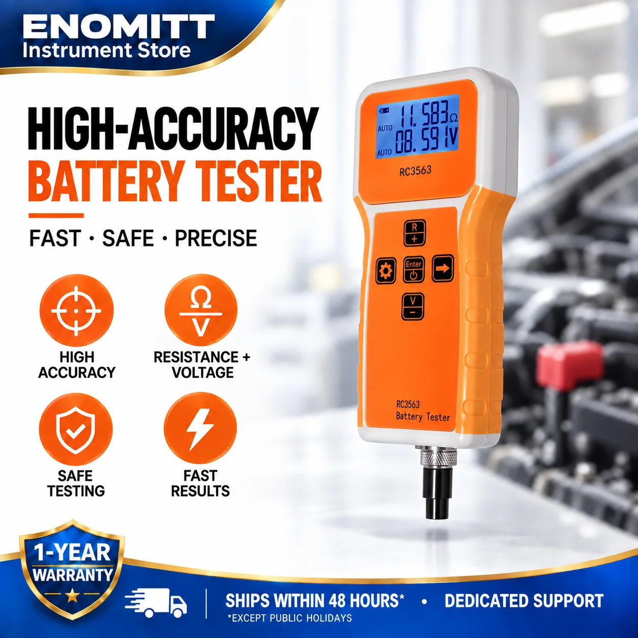 Battery Internal Resistance Tester Voltage Ohm Meter, 1uΩ~200Ω 1mV~±100VDC Digital Battery Analyzer for Home Industry