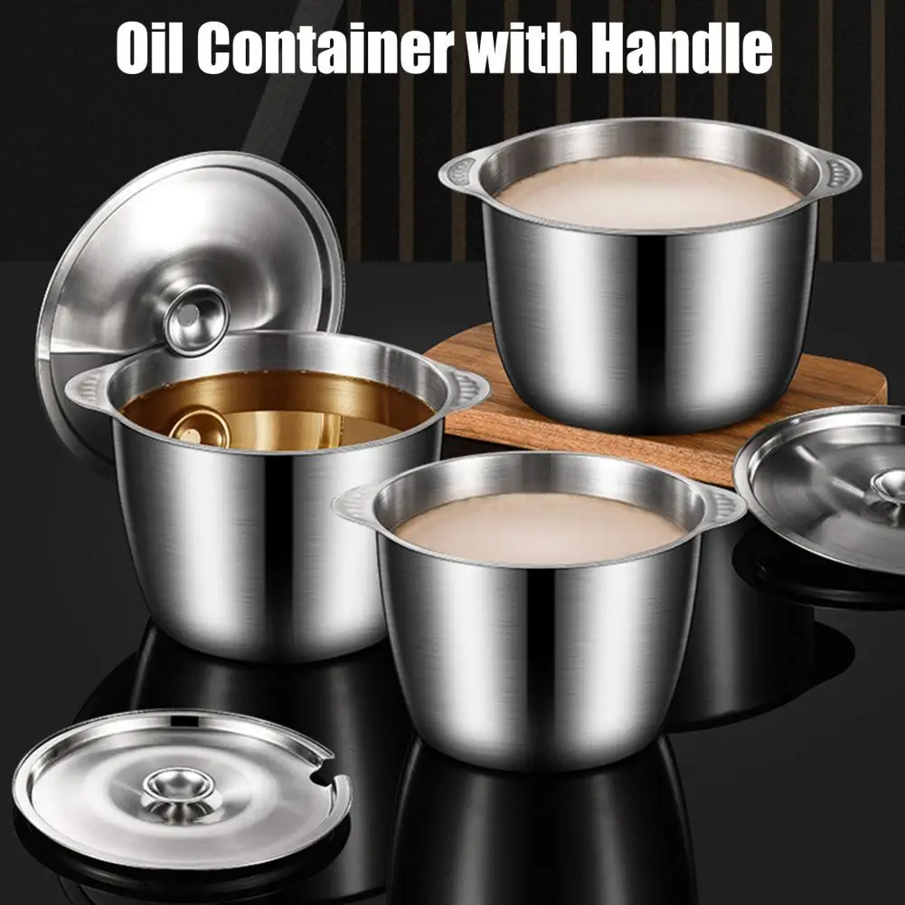 Frying Oil Storage Bottle Oil Storage Container Stainless Steel Oil Tank with Strainer Lid Rust-resistant Cooking Container Pot