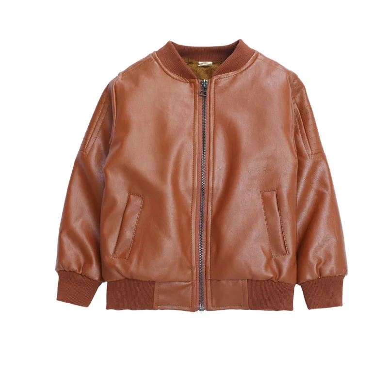 Boys' leather jacket, spring and autumn clothing 2025 new children's clothing, medium and large children's Korean version thin t