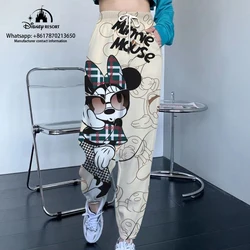 Kadın pantolonları sokak koşu pantolonları kadın Sweatpants Minnie desen pantolon rahat temelleri rahat moda 2024