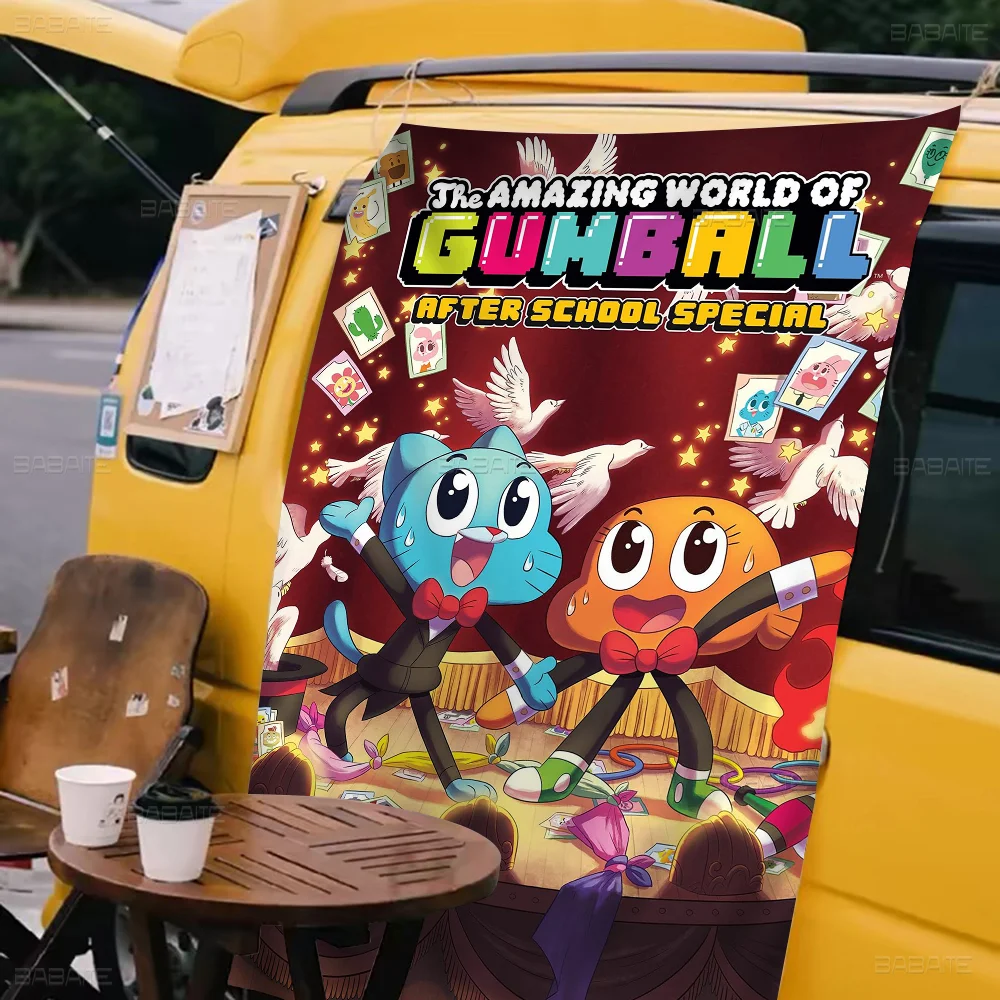 مدهش مضحك W-world من Gumball الكرتون العلم الجدار شنقا راية الديكور ديكور المنزل المنزلي