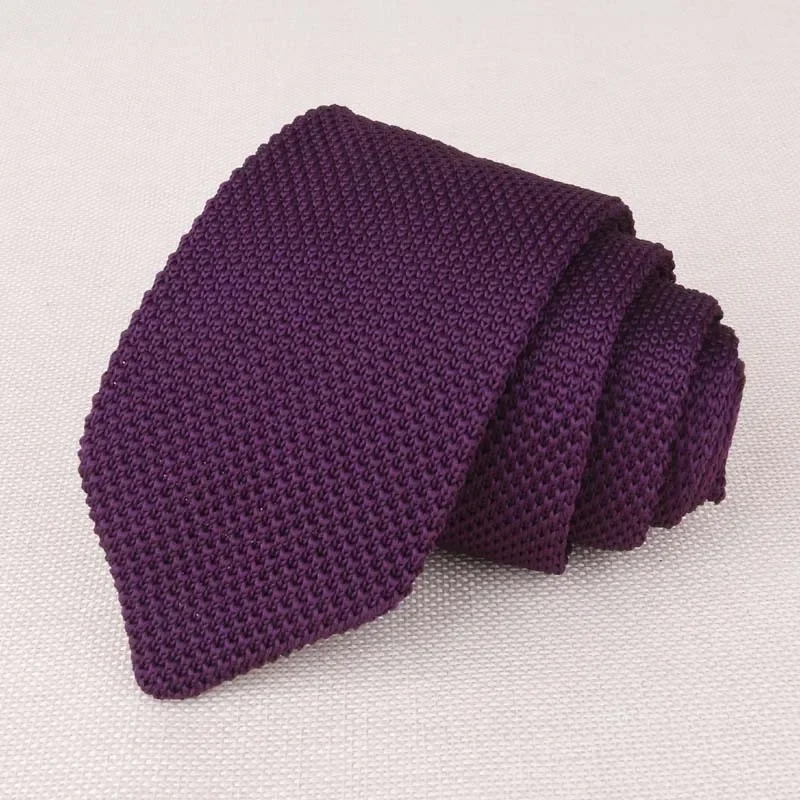 Purple/Wine Red/Blue Neckties for Men's Knitted Neck Ties Casual Solid Color Knitting Gravatas Cravat Formal Business Necktie