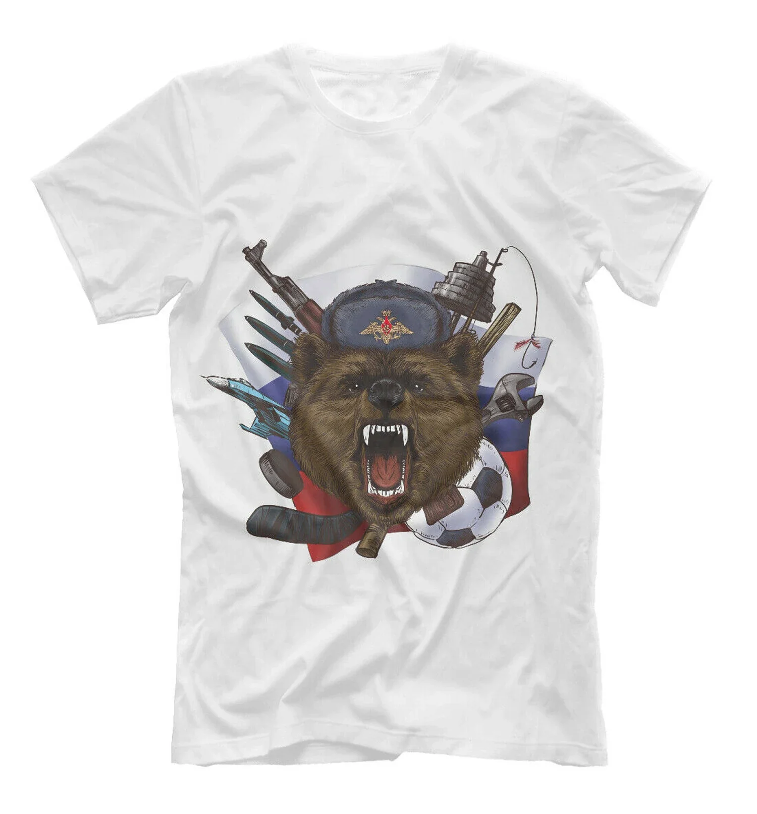 

Funny Russia Military Bear Warrior T-Shirt 100% Cotton O-Neck Summer Short Sleeve Casual Mens T-shirt Size S-3XL