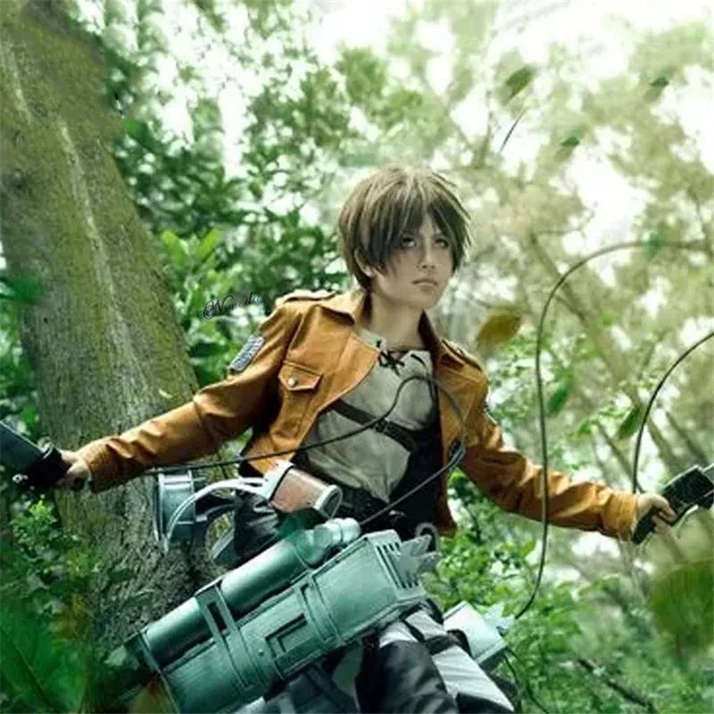 az15Anime Cosplay Shingeki no Kyojin Jacket Scout Legion Recon Corps Leather Boots Skirt Belt Suspender Eren Yaeger Ackerman Cos