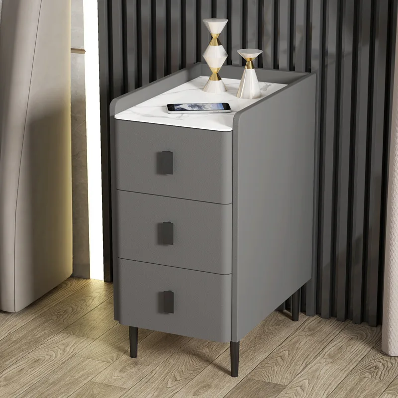 

Прикроватная тумбочка из массива дерева, 25 см, современный стиль, искусственная кожа, 3 ящика, тумбочка для спальни, боковой шкаф для хранения