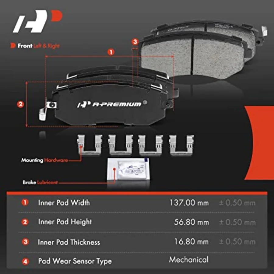 مجموعة وسادات فرامل قرصية سيراميك أمامية وخلفية من A-Premium مع أجهزة كاملة لموديلات سوبارو المختارة بما في ذلك فورستر 2009-20