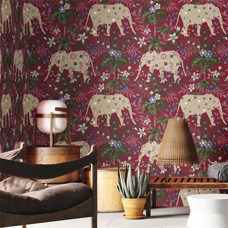 Custom Tropical jungle elephant Wall Mural Wallpaper For Bedroom Photo Background Wall Papers Home Decor Living Room Stickers