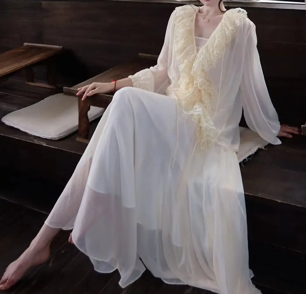 Women's 3-Piece Set Ruffles Spliced V-Neck Long Sleeve Shirt + Sleeveless Camisole +High Waist Pleated Long Skirt Suit