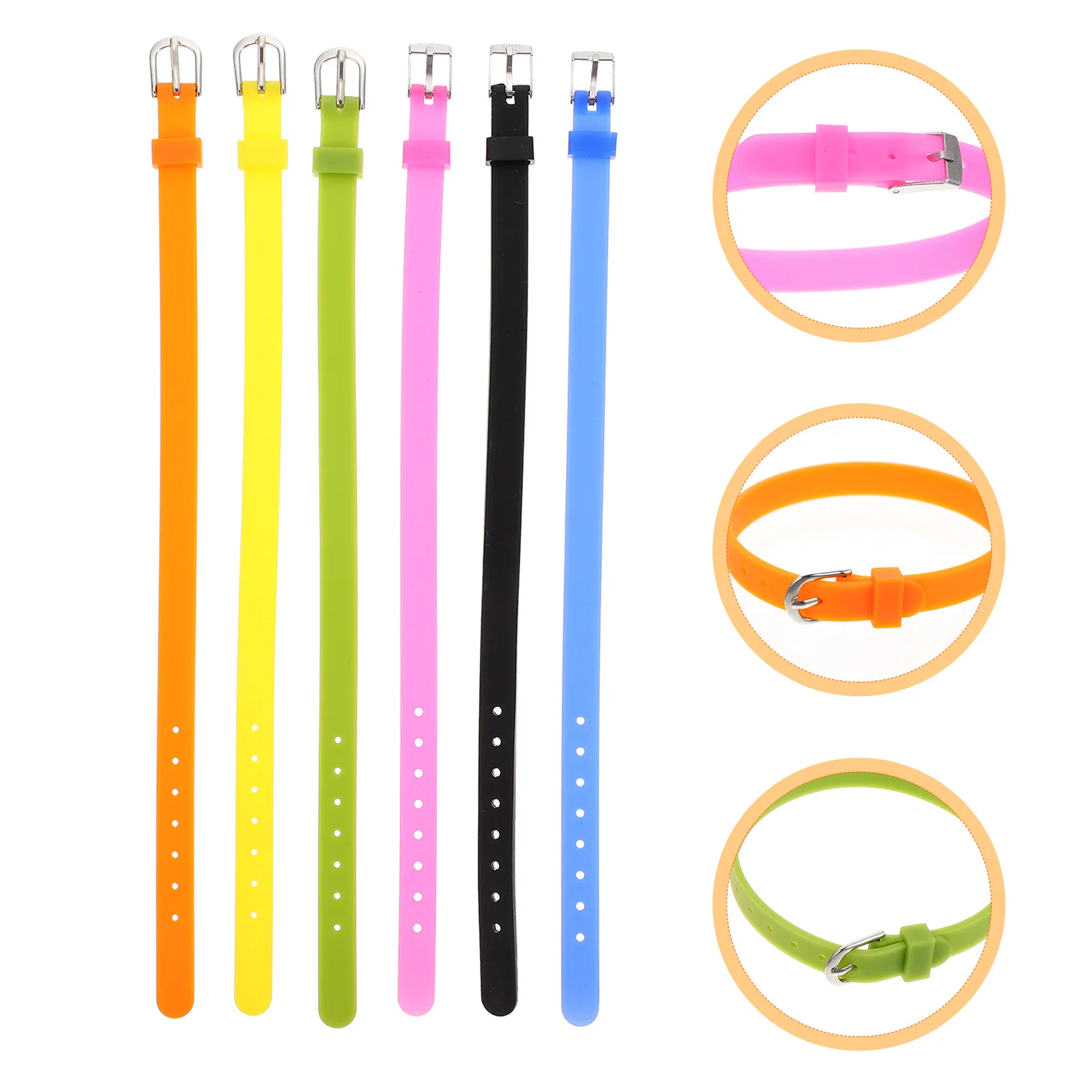 

6Pcs DIY Watchbands Silicone Decorative Silicone Wristbands Colorful Adjustable Straps for Wristwatch Comfortable Lightweight