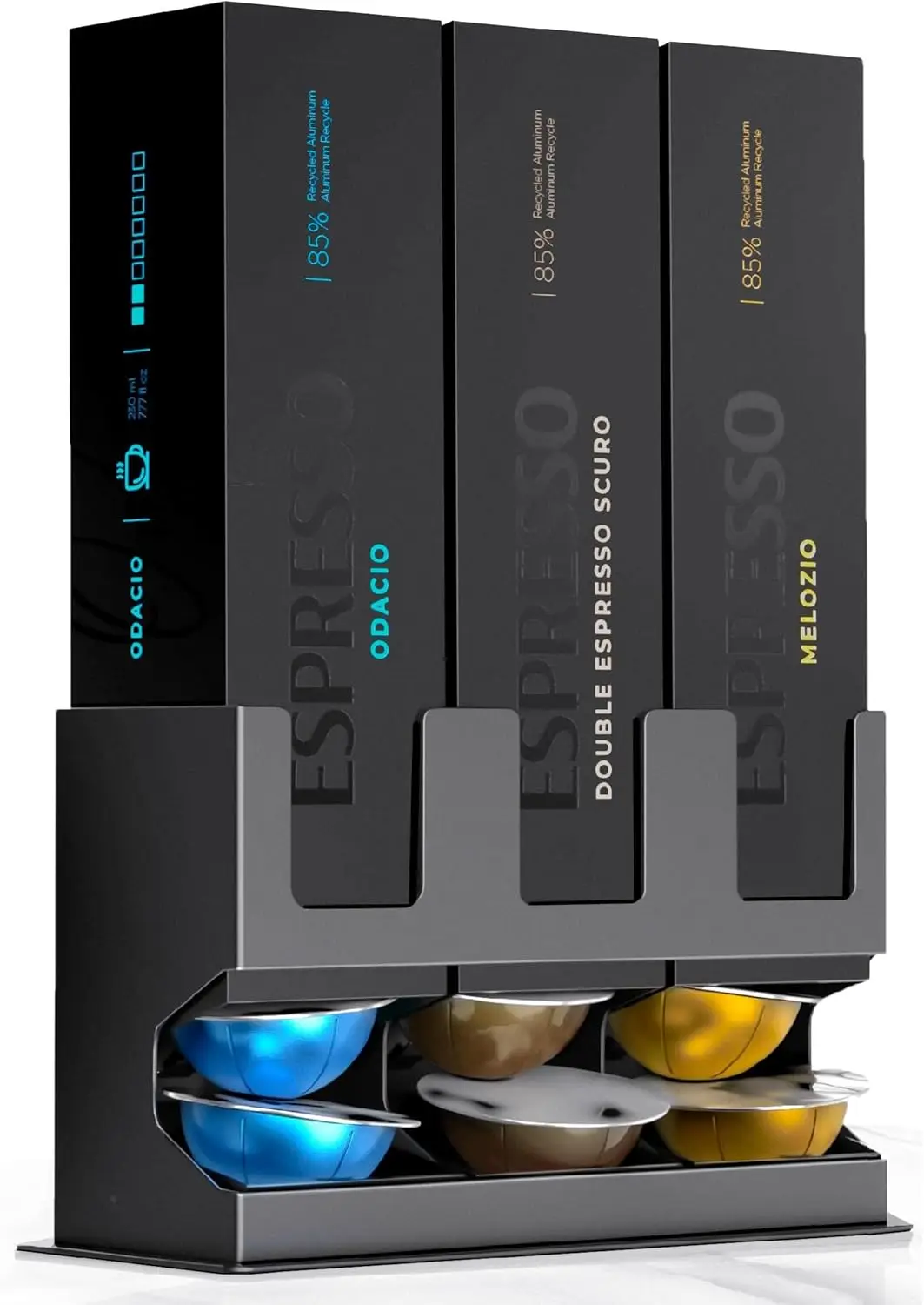 

Pod Dispenser Designed for Nespresso Vertuo Capsules (3 Box Sleeve Holder) Freestanding Countertop Organizer Stand, Non