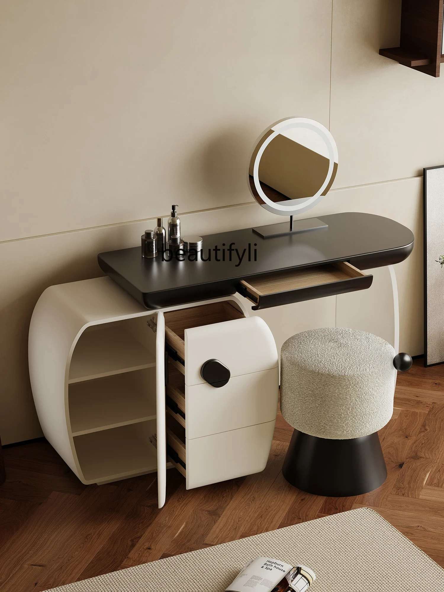 

zxqLight Luxury Dresser with Cabinet Small Apartment Bedroom French Cream Style Advanced Makeup Table furniture living room