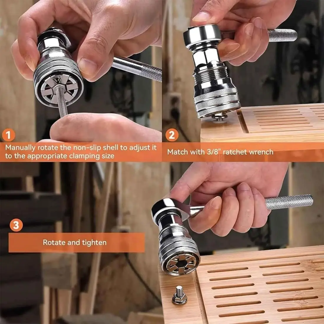 Universal Socket Wrench Multi-function Universal Socket Wrench Tool Socket Tool for 3/8" Drive Ratchet Torque Power Drill - view 6