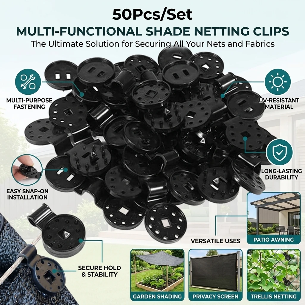 50Pcs/Set Shade Cloth Clip Shade Fabric Clamps Grommets For Net Mesh Cover Sunblock Fabric In Garden Backyard Greenhouse
