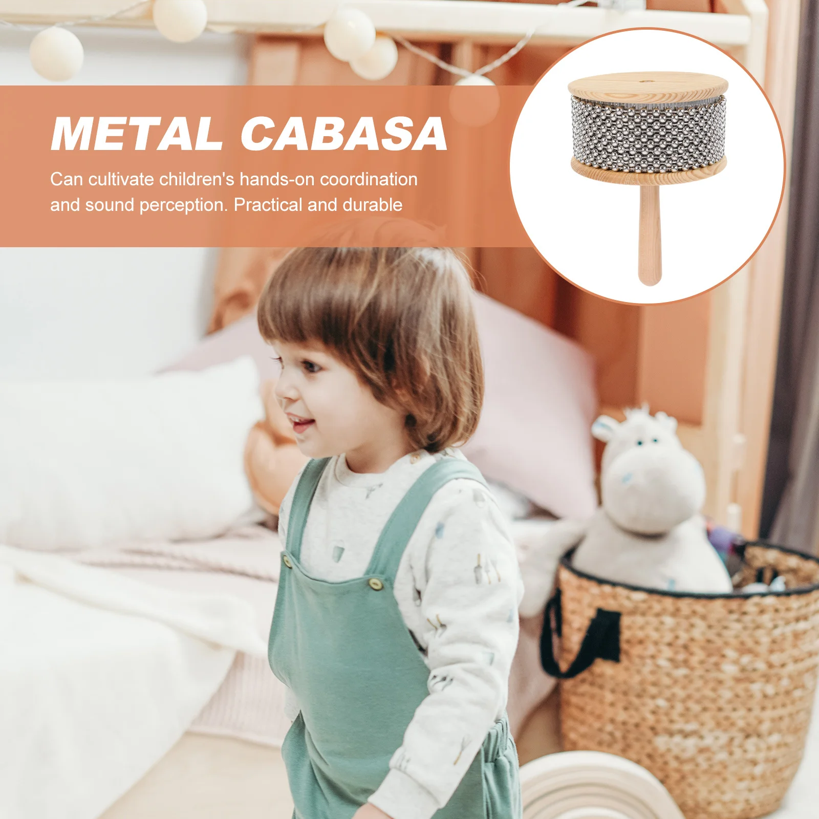 

Metal Percussion Shaking Cabasa Loud Sound Kids Musical Instrument Educational Plaything Durable Smooth Handle Safe