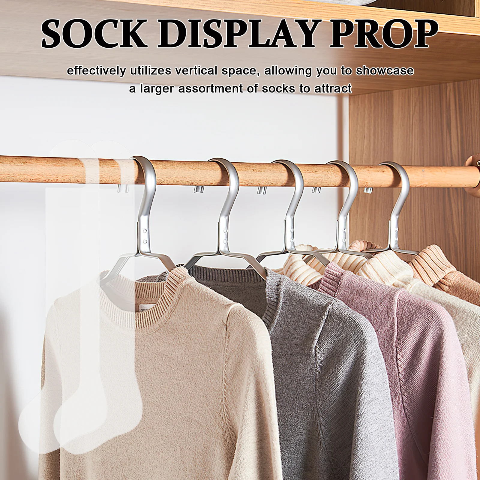 

Acrylic Sock Display Hanger for Long Tube and Baby Socks Hanging Organizer Retail Store Showcase Display Rack Sock Hanger Hook
