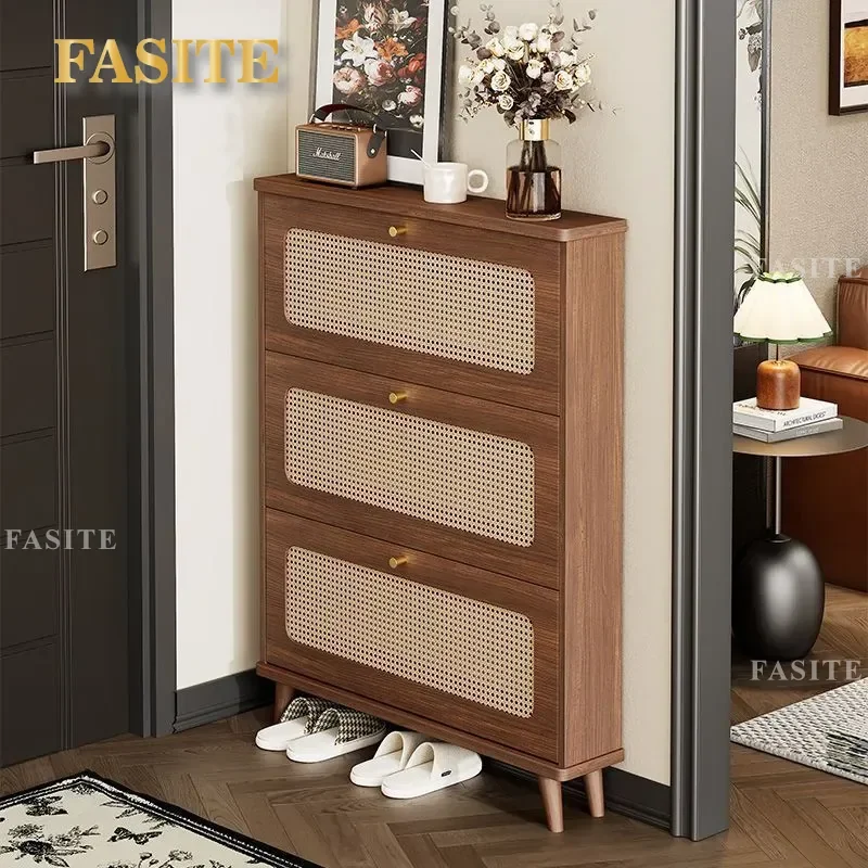 For Home New Chinese Style Ultra Thin Tipping Bucket Shoe Cabinet Indoor Entrance Storage Integrated Furniture 2026 Popular