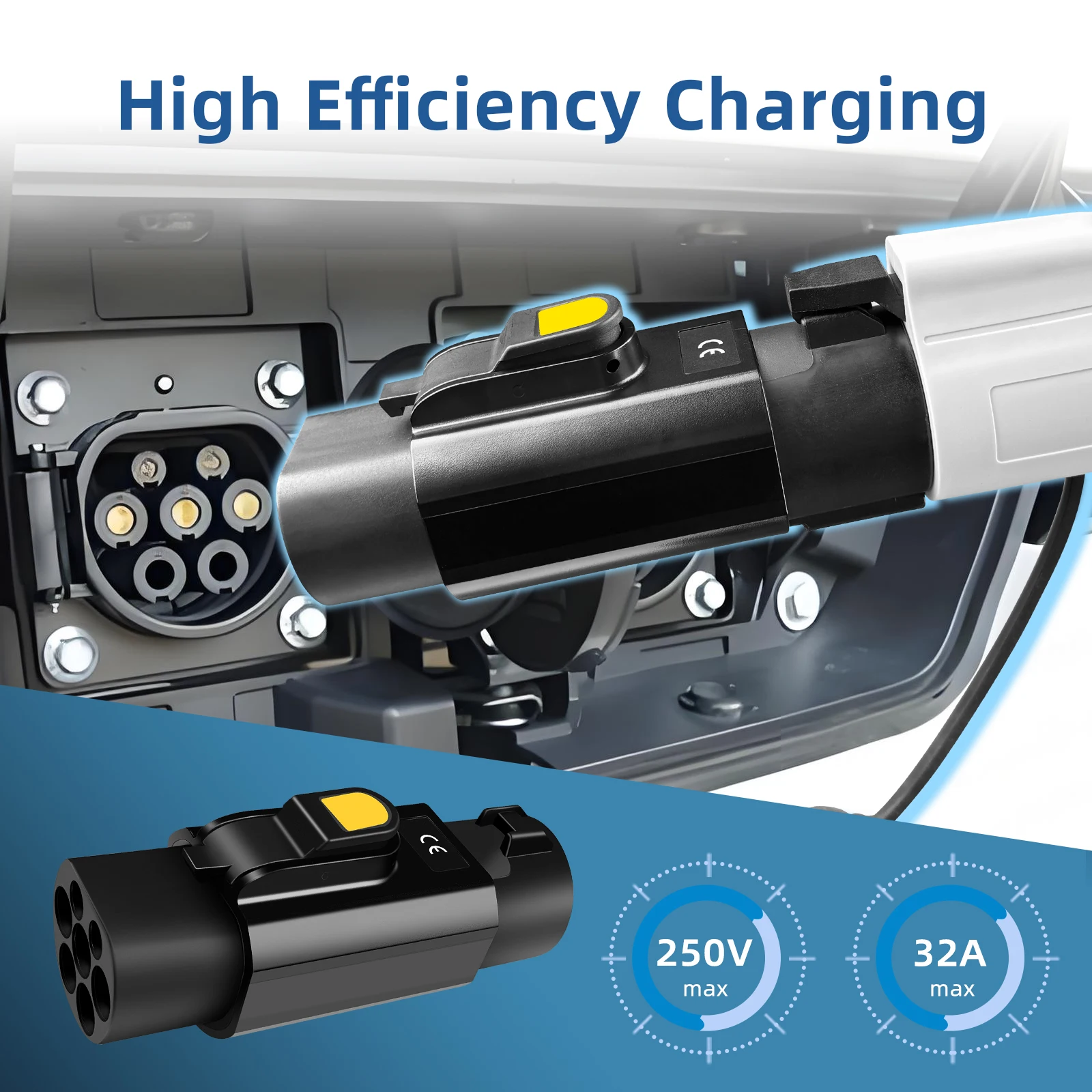 EVqiaoyi Type1 to GB/T EV Charger Adapter 32A SAE J1772 to GBT Connector From J1772 Charger for GBT EVs